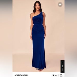 Navy blue azazie argan one shoulder velvet dress